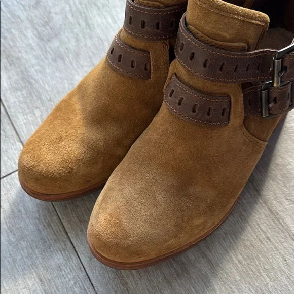Ugg Patsy Brown Suede Ankle Boots with heels and cutouts size 6.5 fall boots - Picture 6 of 15